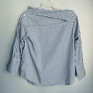 Zara Striped Shirt Women's Size M Coastal Boat Neck Multi Positional French Cuff